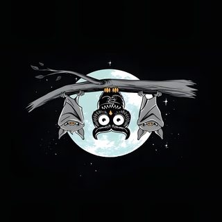a black and white cartoon character flying through the air with two bats on it's head Halloween Flying Monster Bat Iphone, Bats Iphone, Bat Phone, Cute Bat For Phone, Cute Bat, black