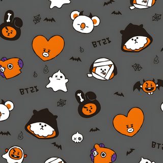 an image of halloween themed wallpaper Bt21 Halloween K Pop Halloween, Bt21 Pumpkin Painting, Bt21 Fall, Bt21 Thanksgiving, Bt21 Christmas, dim gray