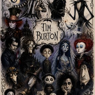 a group of people dressed up in halloween costumes, with the words tim burton above them Tim Burton Halloween Tim Burton Inspired Outfits, Tim Burton Aesthetic, Tim Burton, dark slate gray