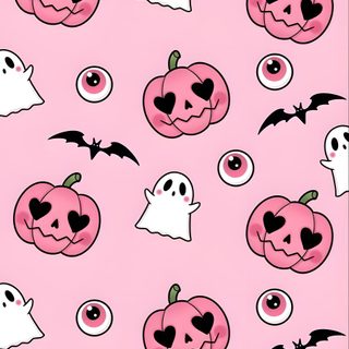 a pink background with lots of halloween pumpkins and ghost faces on the bottom half Pastel Goth Halloween Halloween Iphone Pink, Cute Pink Halloween Iphone, Pink Halloween Iphone,