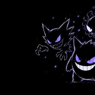 two pokemons are in the dark with glowing eyes Gengar Halloween Killua Ps5, Gengar Laptop, Gengar Macbook, Gengar Moving, Pokemon Live Desktop, black