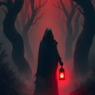 a person with a lantern in the dark forest Halloween Portrait Mysterious Dark, Dark Horror Background Hd, Dark Haunted 4k, dark slate gray