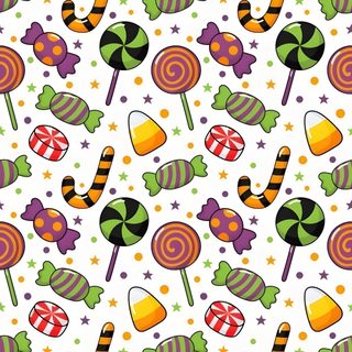 colorful candy lollipops and stars on a white background seamless pattern photo Halloween Candy For Walls Halloween Pattern With Sweets, Halloween Candy Pattern, Colorful Halloween Sweets Pattern, white smoke