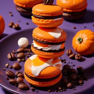 an assortment of cookies and pumpkins on a plate Halloween Food Fall Dessert Background, Fall Dessert, Orange, Colorful Fall Food Art, Cafe, dark olive green