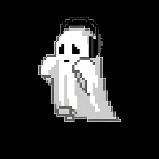 a pixellated image of a ghost in the dark Cute Black Halloween Pink Hello Kitty, Halloween Cute, Emo, Cute Blue, Bow, Whatsapp Cute,