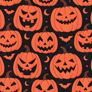 halloween pumpkins with jack - o'- lanterns on them are all over the place Halloween Pumpkin Pattern indian red