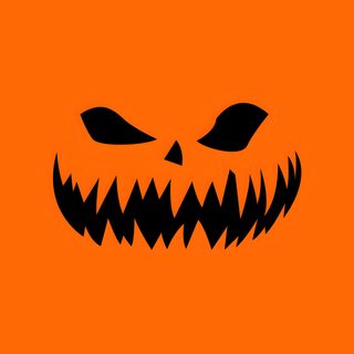 an orange background with a black and white pumpkin face Halloween Watch Face Halloween/fall Phone Background, Halloween Face, Pumpkin Face, orange red
