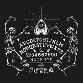 skeleton font and numbers on a black background with white lettering that says,'play with me ' Halloween Ouija Planchette Ouija Board Goodbye, Vintage Ouija Board Art, Ouija Board Sun And Moon, black