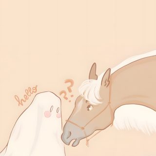 two horses are standing in the grass with pumpkins Cute Halloween Horse Ghost Horse, Fall Horses, Spirit The Horse Meme, Horse Snow Meme, bisque