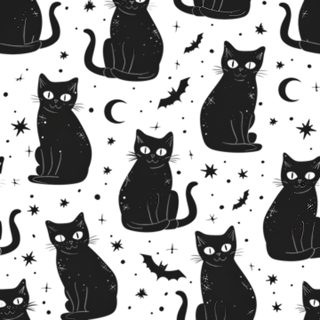 Halloween Black Cat Pillow white