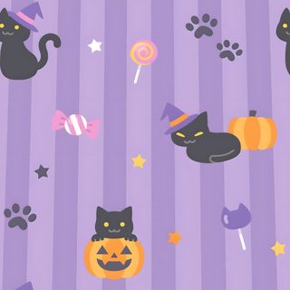 a purple background with black cats and pumpkins Halloween Kitty Lilac Custom Halloween Eve, Animal Print, Holiday, Iphone Disney, Kawaii, dark gray