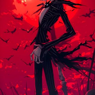 a skeleton standing in front of a full moon Halloween Anime 4k Jack Skellington Fanart, Manga Halloween, Jack Nightmare Before Christmas, brown
