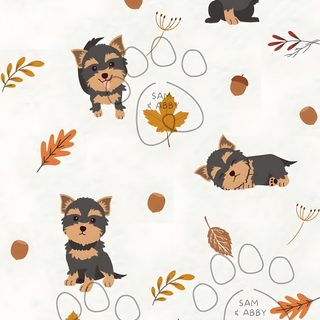 a small dog with leaves and acorns on it's back, sitting in front of a white background Yorkie Halloween Fall Chihuahua, Yorkie Seamless Pattern, Cute Yorkie Background, Yorkie Iphone, white smoke