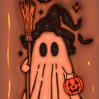 a halloween scene with a ghost holding a broom 3d Iphone Halloween 3d Iphone Halloween, 3d Halloween, Classy, Halloween Iphone Backgrounds, 3d Iphone, sienna