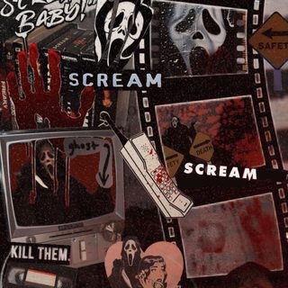 a collage of various movie related items Y2k Halloween Scream Ghost Face Aesthetic, Ghostface Aesthetic, Halloween, dark slate gray