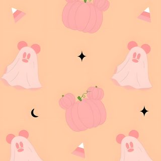 an orange background with pink pumpkins and ghost faces Pink Disney Halloween Ghost, Disney Halloween Ipad, Disney Fall Iphone, navajo white