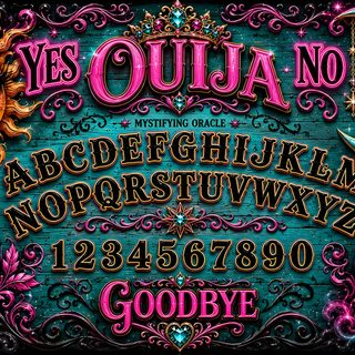 an image of a sign that says yes ouja no Halloween Ouija Planchette Ouija Board Diy, Vintage Witch Art, Fb Cover Photos, Witchy, dark slate gray