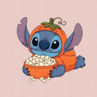 a cartoon character eating popcorn from a bowl Stitch Halloween Laptop Thanksgiving Stitch Drawings, Stitch Drawing, Stitch Disney, Drawings, light gray