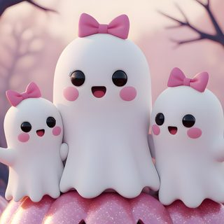 three little ghostes sitting on top of a pumpkin Iphone Girly Halloween Halloween Cute, Halloween Treats For Kids, Funny Iphone, Halloween Iphone, silver