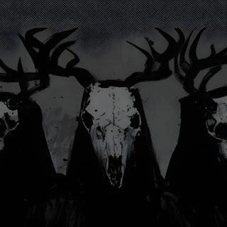 two deer heads with antlers on their head Dark Halloween Aesthetic Laptop Gore Pc, Goth Aesthetic Pc, Scary Widgets, dark slate gray