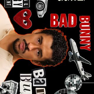 a man is surrounded by many different things Bad Bunny Halloween Bad Bunny Desktop, Bad Bunny, Bunny, Custom Ipad, Diary Ideas, Laptop, black