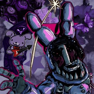 an image of a cartoon character holding up a star in front of purple and black background Fnaf Halloween Punk, Pokemon Original, Emo, Fnaf, Animatronic Fnaf, Indie Horror, dark slate gray