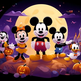 mickey mouse and friends in front of a full moon Mickey Mouse Halloween 4k Background Mickey Minnie Halloween, Disney Halloween Pc, Disney Halloween Laptop, black