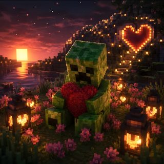 an image of a minecraft valentine's day scene with candles in the background Minecraft Halloween black