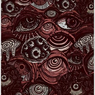 an abstract painting with red and black colors Halloween Eyeballs Red-01 Phone Color, Disturbing, Interesting Backgrounds, Meat Core, Phone Horror, black