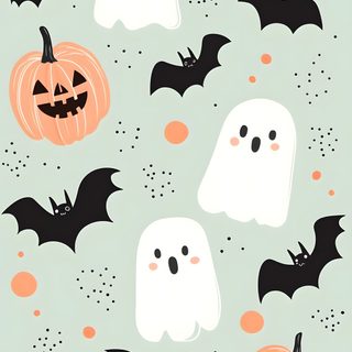 a green background with white ghost and black bats on it's face, surrounded by orange pumpkins Halloween Iphone 13 Inspiration, Halloween Iphone Backgrounds, Halloween Backgrounds, gainsboro