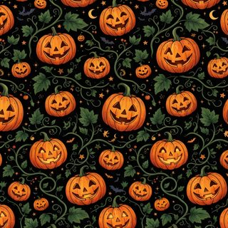 an image of halloween pumpkins with leaves and vines on black background for wallpaper Halloween Pumpkins black