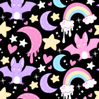 a pattern with unicorns and stars on a black background Halloween Pastel Bats On Black-small Bats Phone, Purple Bat, Purple Bats Background,
