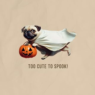a pug dog dressed as a ghost with a pumpkin Halloween Pug Iphone Dog Pumpkin, Dog Halloween Aesthetic, Fall Pug, Spooky Dog, Halloween Pug, silver