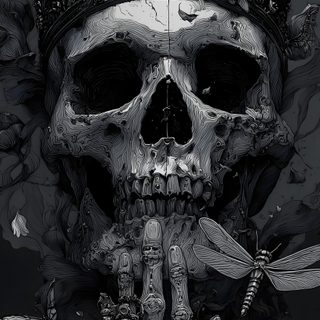 a skull with a crown on its head Halloween Thorny Skulls Warm Gray Grey Skull, Owl And Skull, Skull With Wings, Dark Floral Skull, black