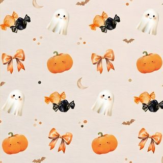 an orange and white halloween themed wallpaper with ghost, pumpkins, and bats Halloween Custom By Tinydesigns Diy Halloween Decorations, Digital, Halloween Diy, Lock Screen, antique white