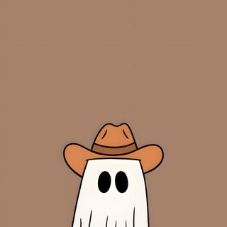 a cartoon character with a hat on his head Cowboy Ghost Halloween Halloween Country, Country Halloween, Cute Country Halloween Backgrounds, gray