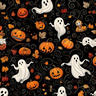 halloween seamless background with pumpkins and ghost faces on black fabric illustration stock photo Halloween Background Iphone 5s Halloween Walpappers, Vintage Halloween Aesthetic, Fall Pumpkin Iphone, black