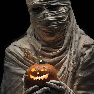 a person in a costume holding a pumpkin Halloween Mummies Mummy Aesthetic, Mummy, Creepy Pumpkin, Halloween, Dark Aesthetic, Fashion Art, black