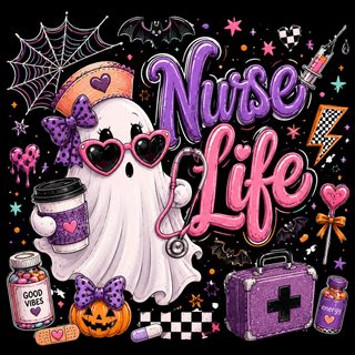 a nurse is holding a cup with candy in her hand and some other items surrounding it Nurse Halloween Nurse Art, Ghost Images, Halloween Shirt Design, Halloween Nurse, Diy Tote Bag, black
