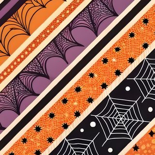 an orange, black and purple striped background with spider webs on the bottom half Halloween Fair Isle Halloween Pattern Background, Halloween Pattern, Halloween Backgrounds Aesthetic, sienna