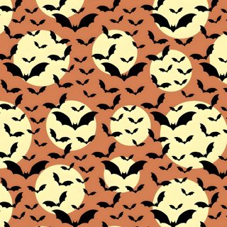 an orange and black background with bats Halloween Bat Silhouettes Retro Bat Silhouette, Bat Pattern, Halloween Backgrounds, Halloween Festival, peru
