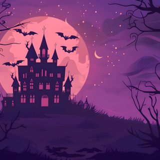 a spooky castle with bats in front of a full moon and purple sky Halloween Hill Motion Graphics Trends, Halloween Inspo, Motion Graphics, Halloween, dark slate blue