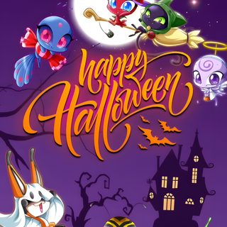 an animated halloween poster with cartoon characters on it Miraculous Ladybug Halloween Cute Kwami, Miraculous Pumpkin, Miraculous Ladybug Pumpkin, indigo
