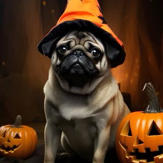 a pug dog wearing a witches hat sitting next to pumpkins Halloween Pug Iphone Fall Pug, Halloween Pug, Pug Thanksgiving, Pug Halloween, Pumpkin Pug, black