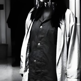 black and white photograph of woman in trench coat walking down hallway with man behind her Halloween Resurrection Michael And Laurie, Laurie Halloween, Halloween 2 Laurie Strode, black