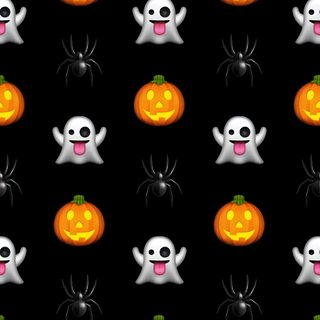 halloween pumpkins and ghost faces on black background Halloween Emoji Spider For Halloween, Halloween Cute Pumpkin, Emoji Spider Web, Cute Spider Background, black