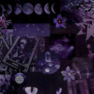 a collage of images with cats, flowers and moon in the sky above them Purple Purple Edgy Aesthetic Halloween Backgrounds Witchy, Dark Magic Aesthetic, Witchy Phone, black