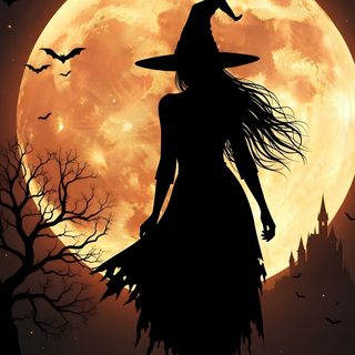 a silhouette of a witch standing in front of a full moon Halloween Witch For Bedroom Witch Broomstick For Halloween, Witch Broom, Witch Halloween Background, black