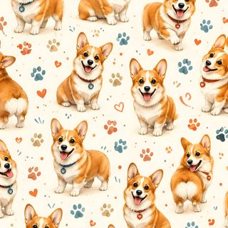 an image of a pattern with corgis and paw prints Halloween Corgi Pattern old lace