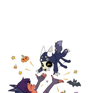 a drawing of a witch and her cat flying through the air with bats coming out of their mouths The Owl House Halloween The Owl House Halloween, The Owl House Fanart, The Owl House Background, snow